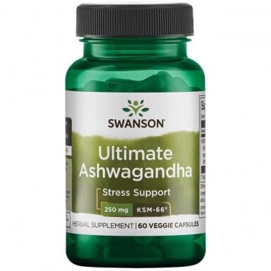 AŠVAGANDA (ASHWAGANDHA) KSM-66 EKSTRAKTAS 60 KAPS. (SWANSON, JAV) AŠVAGANDA (ASHWAGANDHA) KSM-66 EKSTRAKTAS 60 KAPS. (SWANSON, JAV)