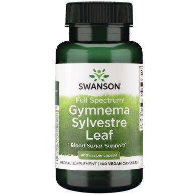Gymnema 400 mg 100 Veg. Kaps. (SWANSON, JAV) Gymnema 400 mg 100 Veg. Kaps. (SWANSON, JAV)